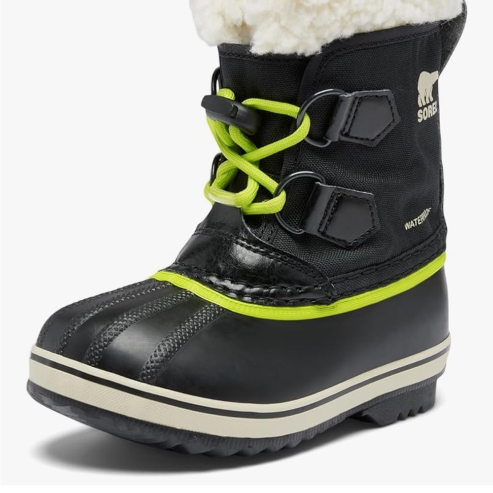 Sorel Black and Chartreuse Kids' Boots